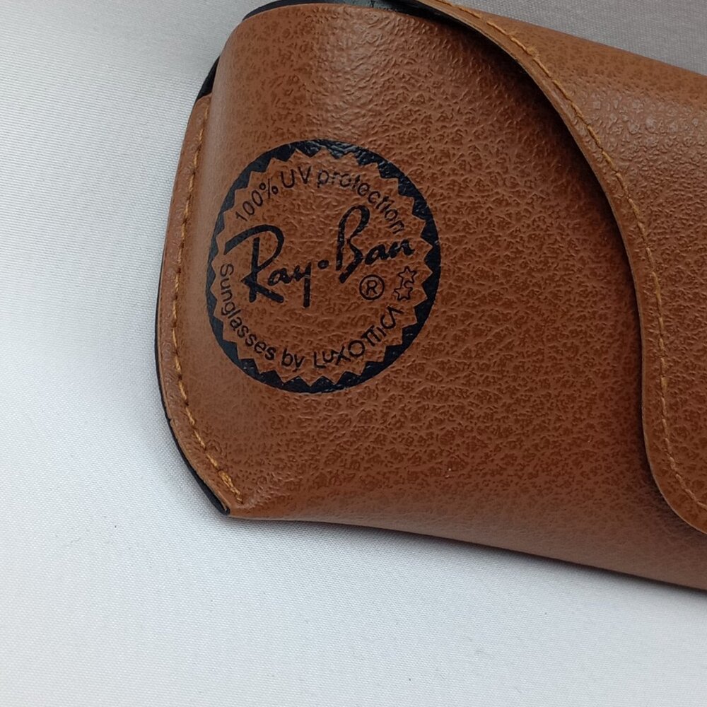 Ray-Ban Brown Leather Sunglasses Case Snap Closure Eyeglass Case
